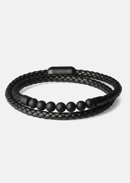Pulsera de cuero Raven Weave
