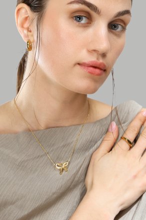 Collar Golden Bow - 18k Chapado en oro