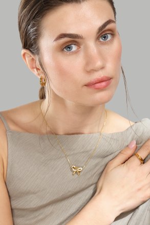 Collar Golden Bow - 18k Chapado en oro