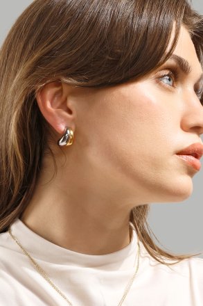 Pendiente Dual Wave - 18k Chapado en oro