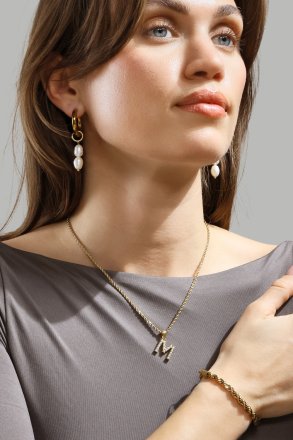 Pendiente Pearl Duo Drop - 18k Chapado en oro
