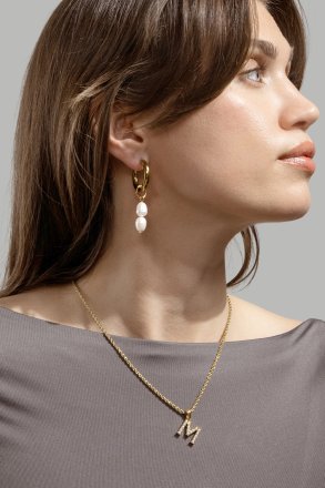 Pendiente Pearl Duo Drop - 18k Chapado en oro