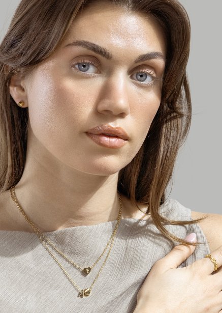 Collar Heart Letter A-N - 18k Chapado en oro