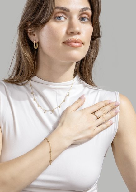 Pendiente Crystal Circle - 18k Chapado en oro