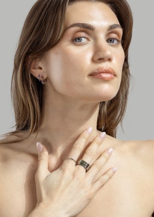 Anillo Green Lumière - Chapado en plata
