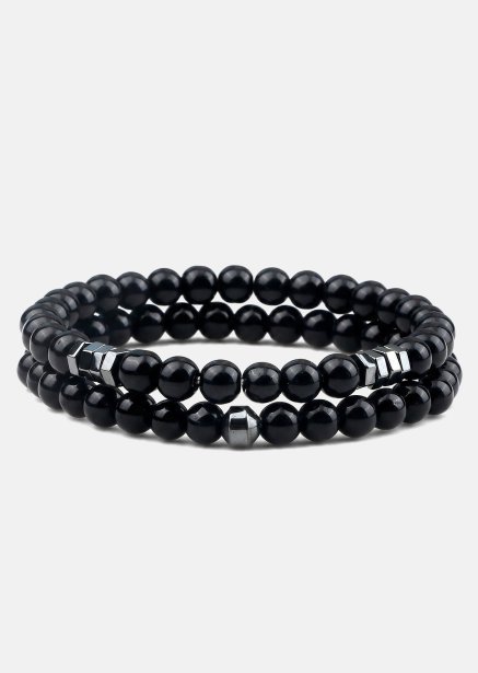 Pulsera de cuentas Obsidian Halo