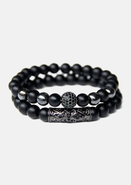 Pulsera de cuentas Obsidian Crown
