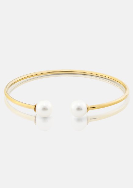 Pearl End Cuff Bracelet - 18k Chapada en oro
