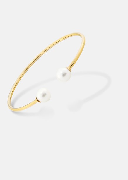 Pearl End Cuff Bracelet - 18k Chapada en oro