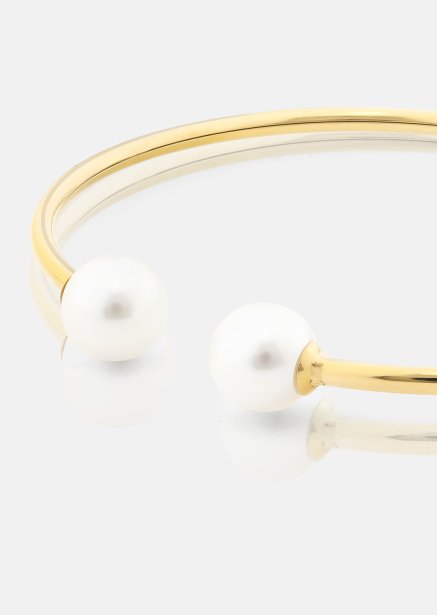 Pearl End Cuff Bracelet - 18k Chapada en oro