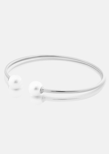 Pearl End Cuff Bracelet - Chapada en plata