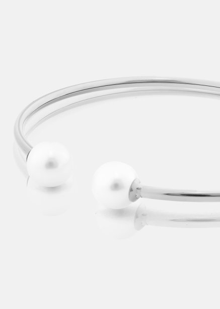 Pearl End Cuff Bracelet - Chapada en plata