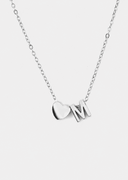 Collar Heart Letter A-N - Chapado en plata