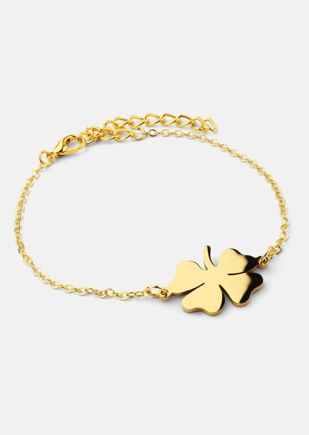 Golden Clover Charm Bracelet - 18k Chapada en oro