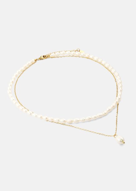 Collar Duo Pearl & Gold - 18k Chapado en oro