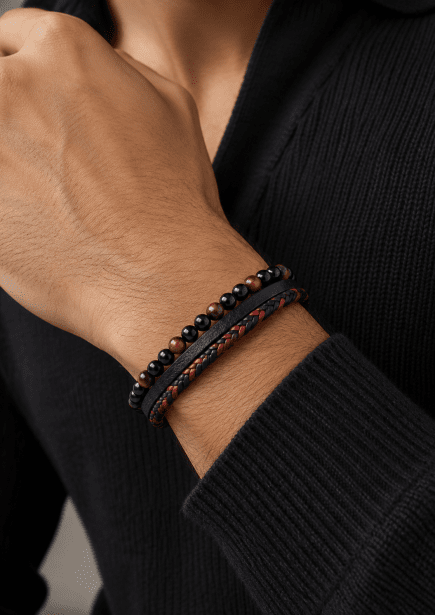 Pulsera de cuero Azure Bond