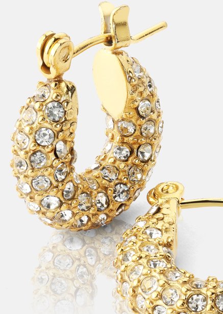 Chunky Pearl Hoop Earrings - 18k Chapados en oro