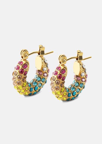 Colored Pearl Hoop Pendiente - 18k Chapado en oro
