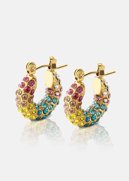 Colored Pearl Hoop Pendiente - 18k Chapado en oro