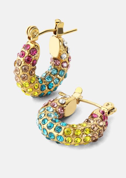 Colored Pearl Hoop Pendiente - 18k Chapado en oro