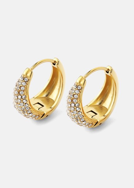 Pendiente White Crystal Bold Hoops - 18k Chapado en oro