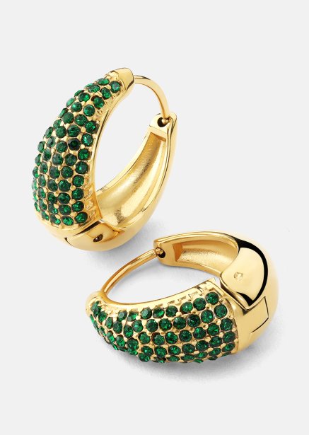 Pendiente Green Crystal Hoop - 18k Chapado en oro