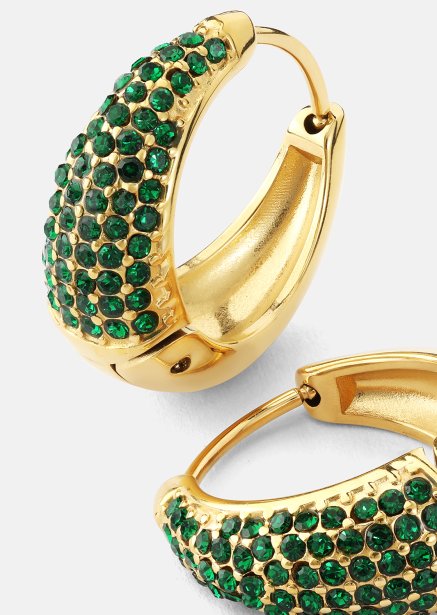 Pendiente Green Crystal Hoop - 18k Chapado en oro