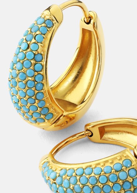 Pendiente Turquoise Crystal Bold Hoops - 18k Chapado en oro