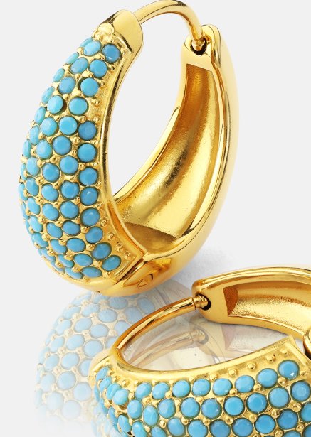 Pendiente Turquoise Crystal Bold Hoops - 18k Chapado en oro