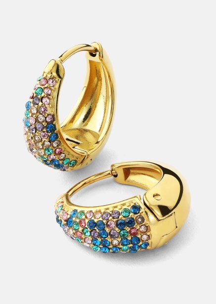 Pendiente Multicolor Crystal Bold Hoops- 18k Chapado en oro
