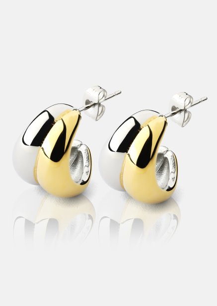 Pendiente Dual Wave - 18k Chapado en oro