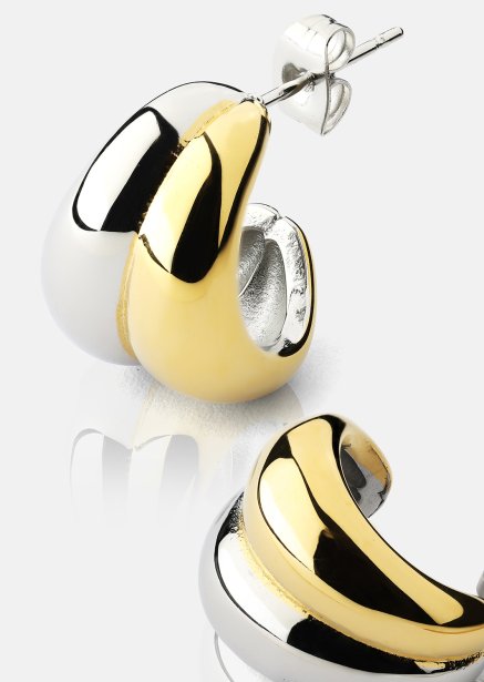 Pendiente Dual Wave - 18k Chapado en oro