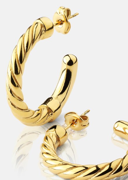 Pendientes Twistade Hoops – 18k Chapados en oro