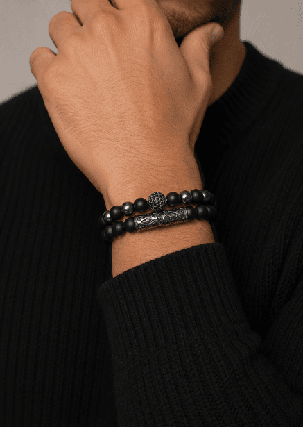 Pulsera de cuentas Obsidian Crown
