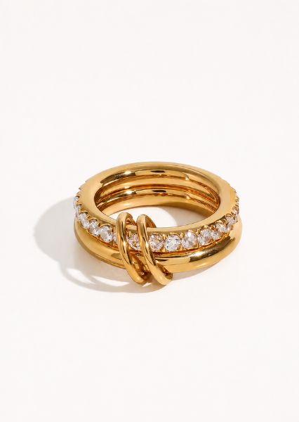 Anillo Stacked Crystal - Chapado en oro de 18k