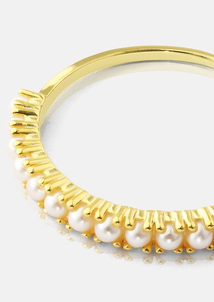 Golden Pearl Serenity Anillo - 18k Chapado en oro