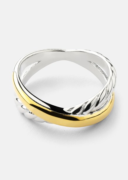 Anillo Golden Silver Twist - 18k Chapado en oro