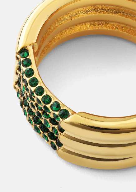 Anillo Green Lumière - Chapado en oro de 18k