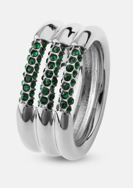Anillo Green Lumière - Chapado en plata
