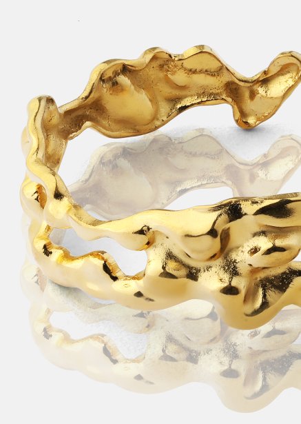 Anillo Molten Wave - 18k Chapado en oro