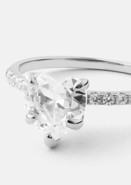 Heartlight Solitaire Anillo - Chapado en plata