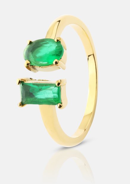 Anillo Emerald Duo - 18k Chapado en oro