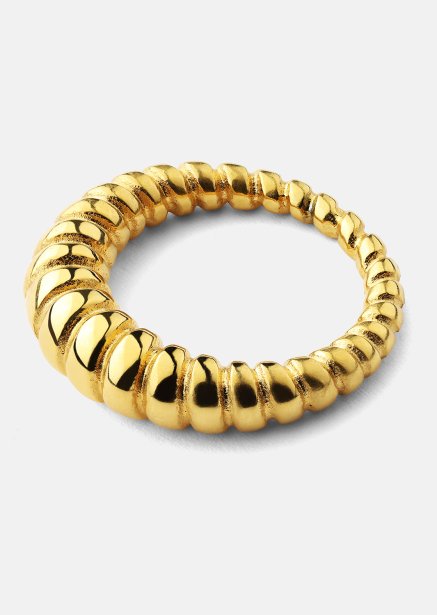 Anillo Bold Ribbed - Chapado en oro de 18k
