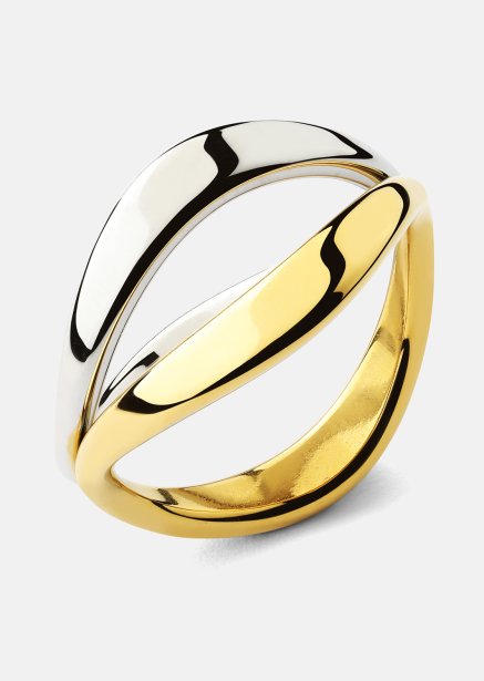 Anillo Bicolor Wave - 18k Chapado en oro