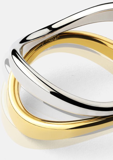 Anillo Bicolor Wave - 18k Chapado en oro