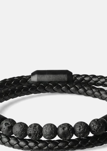 Pulsera de cuero Obsidian Grip