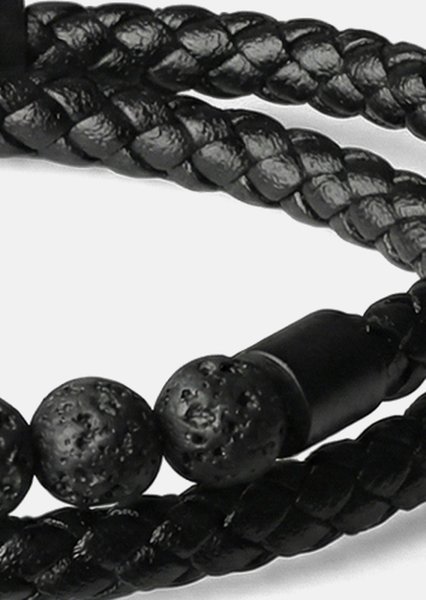 Pulsera de cuero Obsidian Grip