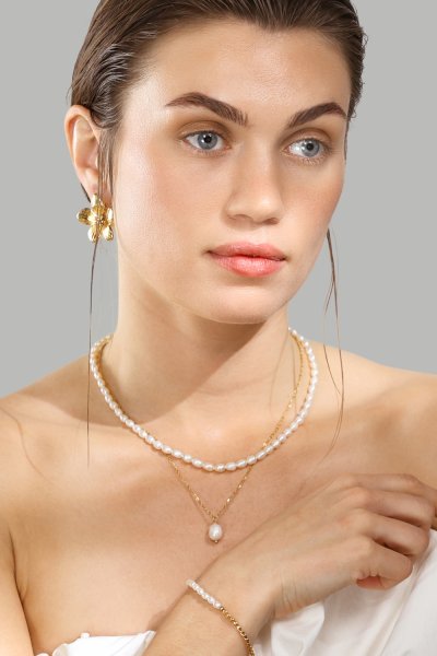 Collar Duo Pearl & Gold - 18k Chapado en oro