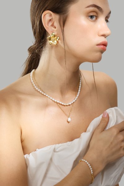Pulsera Golden Pearl Chain - 18k Chapada en oro