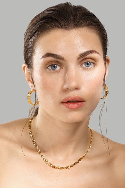 Pendiente GeoHoops - 18k Chapado en oro